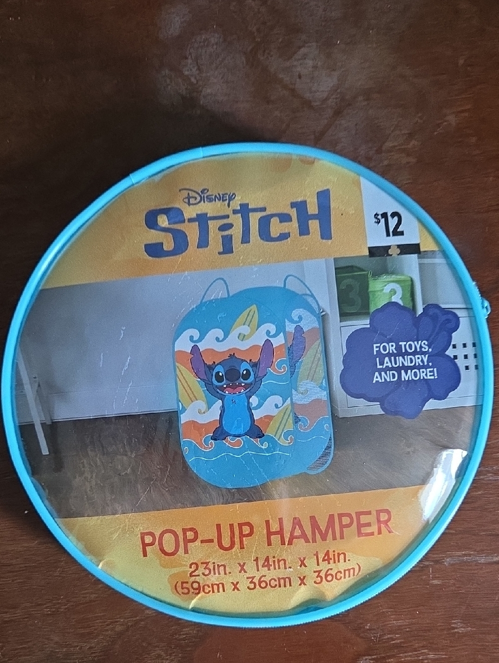 Disney Stitch Pop-Up Hamper - Aqua Blue with Multi-colored Graphic